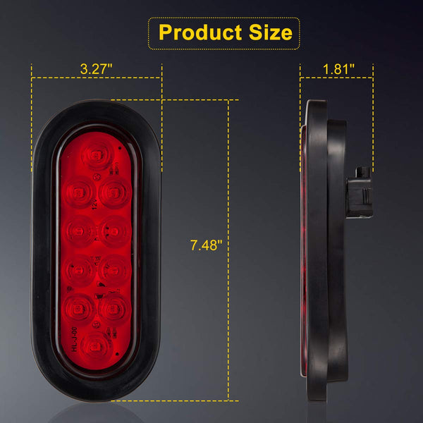 6 Inch Oval 4 Red 2 White Led Stopturntail Lights Limicar Led Trailer Light Kit Led Light 2474