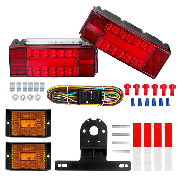 2PCS Rectangle LED Light Kit with Amber Trailer Marker Lights